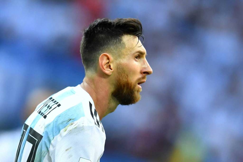 Jogador argentino Lionel Messi, na Copa do Mundo na Rússia 2018 Jogador argentino Lionel Messi, na Copa do Mundo na Rússia 2018